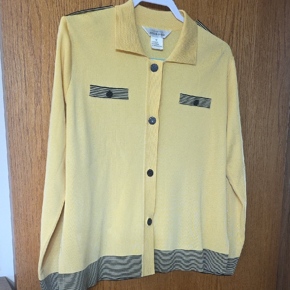 Misook Mustard Cardigan with Black Details
